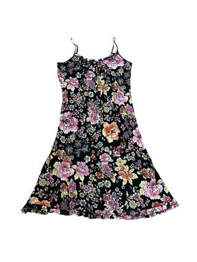 Morgan Taylor Chiffon Floral Midi Slip Dress Y2K Whimsigoth Coquette Feminine